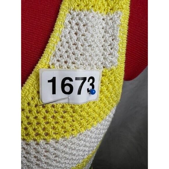 Staud $345 Knit Embroidered Citrus Wallflower White Stripe Crochet Dress Sz M - Picture 7 of 7